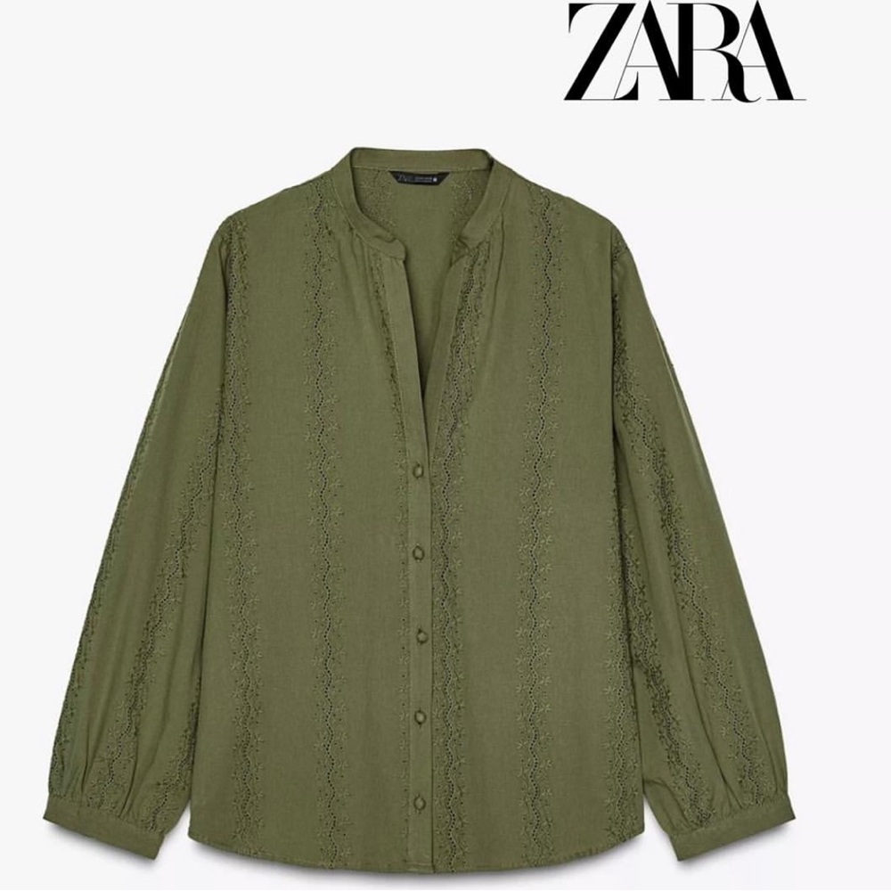 Zara button down with cutout eyelets